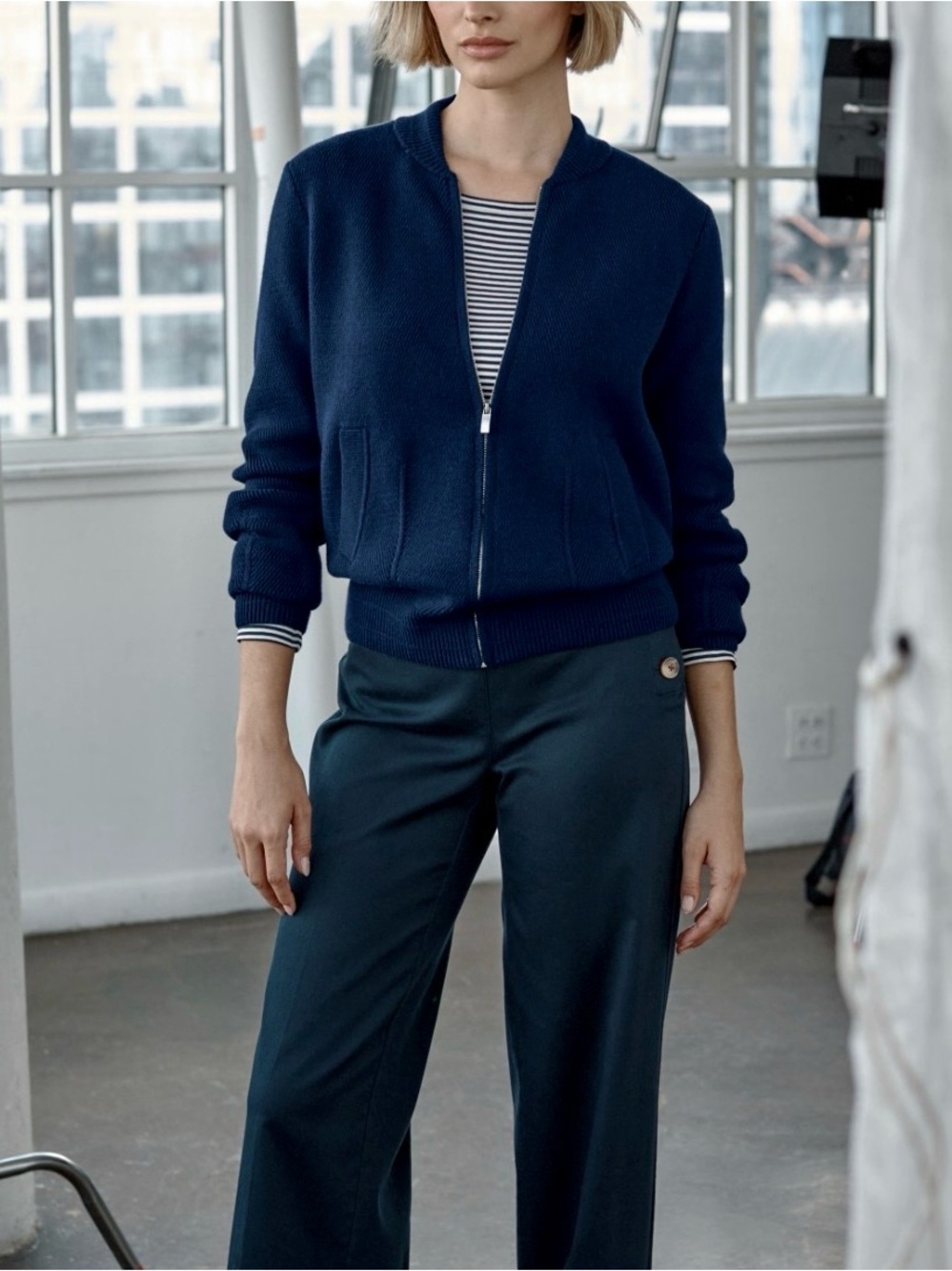 J Jill Zip Front Knit Cardigan Jacket